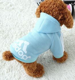 Two Legged Cotton Warm Dog Hoodie (Color: Light Blue, size: M)