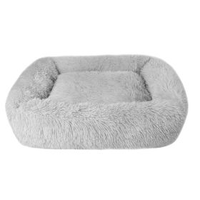 Soft Plush Orthopedic Pet Bed Slepping Mat Cushion for Small Large Dog Cat (Color: gray, size: L ( 31 x 28 x 7 in ))